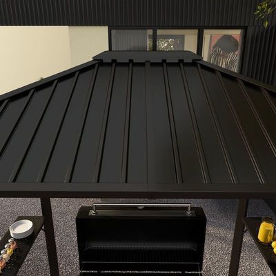 야외 굽기 6x8 하드 톱 BBQ 가세보 2 사이드 셰프 102 파운드 H92.5 x W96.5 x D70.9