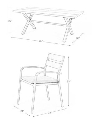 AJUNION X 모양 야외 식사 세트 레스토랑 76 "D x 36"W x 30'H 테이블 크기