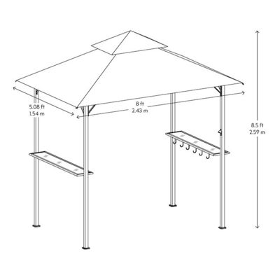 야외 Patio Grill 가제보 텐트 AJUNION 5x8 스틸 프레임과 함께 두 배층 BBQ 텐트