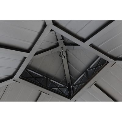 폴리에스테르 천 AJUNION 10x10ft 진열 스틸 이중 지붕 지퍼와 함께 가비보 대안
