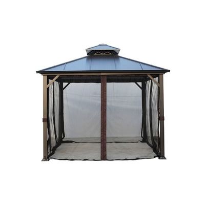 폴리에스테르 천 AJUNION 10x10ft 진열 스틸 이중 지붕 지퍼와 함께 가비보 대안