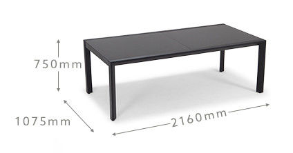 확장 가능한 Patio 세트 L 336.5 x W 107.5 x H 75cm AJUNION 야외 알루미늄 식탁