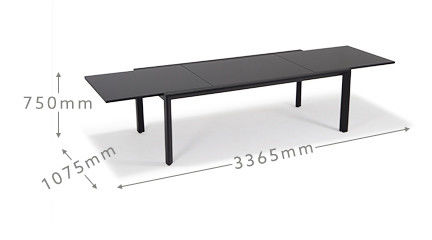 확장 가능한 Patio 세트 L 336.5 x W 107.5 x H 75cm AJUNION 야외 알루미늄 식탁