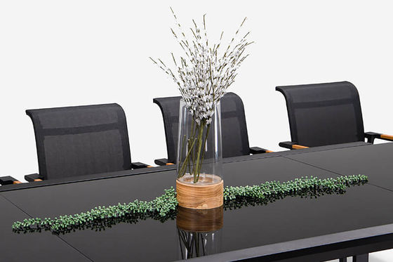 확장 가능한 Patio 세트 L 336.5 x W 107.5 x H 75cm AJUNION 야외 알루미늄 식탁