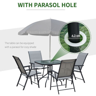 접이식 의자 patio 가구 4자리 식탁 세트 유리 상단 및 우산 구멍