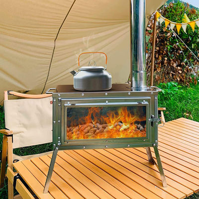 야외 Patio 캠핑 BBQ 파티 휴대용 스테인레스 스틸 목재 연소 캠프 오븐