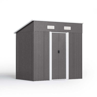 썩지 않는 AJUNION 4x6ft 정원 쉐드 이중 슬라이딩 도어 금속 저장 쉐드 도구 자전거