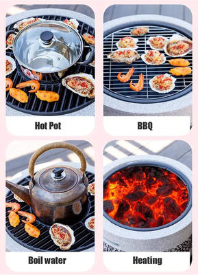 외관 뒷마당 정원 불덩어리 인위 돌과 석탄 BBQ 그릴