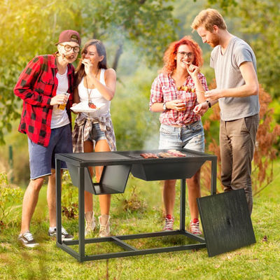 야외 정원 4인 1 금속 목재 연소 얼음 버킷 냉장고 석탄 BBQ 그릴