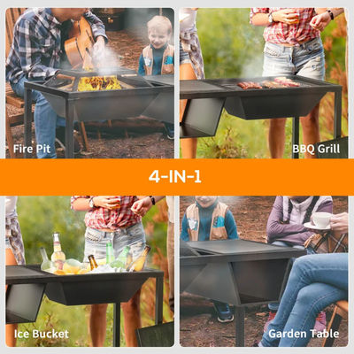 야외 정원 4인 1 금속 목재 연소 얼음 버킷 냉장고 석탄 BBQ 그릴