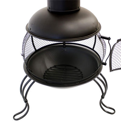 야외 Patio 뒷마당 정원 캠핑 강철 목재 연소 불타기 Rain Cap 포커 블랙