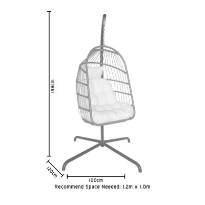 정원 가구 W100xL120xH198cm Patio Swing Plastic PE 라탄 달걀 의자