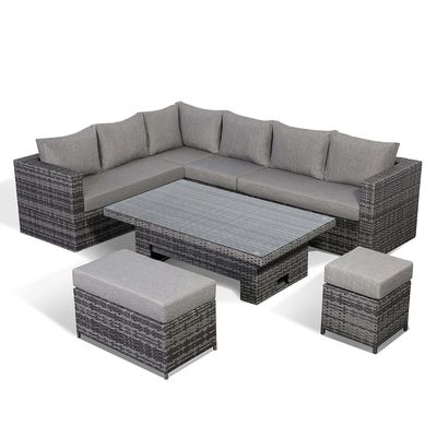 현대 디자인 모든 날씨 코너 소파 세트 조정 테이블 L.265 X W.204 X H.66cm