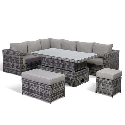 현대 디자인 모든 날씨 코너 소파 세트 조정 테이블 L.265 X W.204 X H.66cm