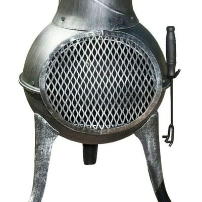 금속 야외 patio 뒷마당 정원 캠핑 중량 강철 목재 연소 석탄 연소 연소 빗 모자를 가진 Chimenea