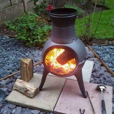금속 야외 patio 뒷마당 정원 캠핑 중량 강철 목재 연소 석탄 연소 연소 빗 모자를 가진 Chimenea