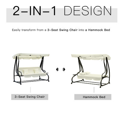 가든 스윙 헝깅 체이어 파우더로 코팅 된 마무리 및 스프링 갈고리 W120xL200xH164cm