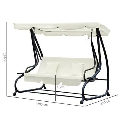 가든 스윙 헝깅 체이어 파우더로 코팅 된 마무리 및 스프링 갈고리 W120xL200xH164cm