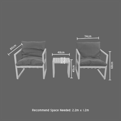 야외 레저 알루미늄 정원 의자 알루미늄 라운지 세트 L 45 x W48 x H45cm 알루미늄