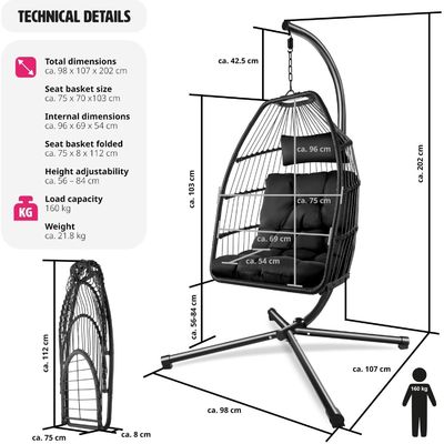 휴게실 메일 포장용 접이식 휴지 의자 AJUNION Patio Swing Chair