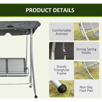 190L x 130W x 172H cm 정원 망원경 벤치 조정 가능한 칸피아와 함께 스윙