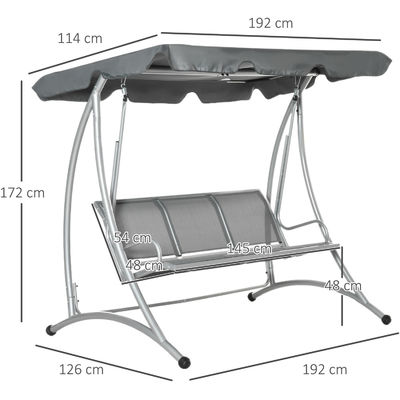 190L x 130W x 172H cm 정원 망원경 벤치 조정 가능한 칸피아와 함께 스윙