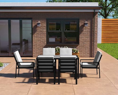 HDPE 테이블 톱과 금속 프레임으로 L150xW90xH73cm 야외 patio 세트 식탁