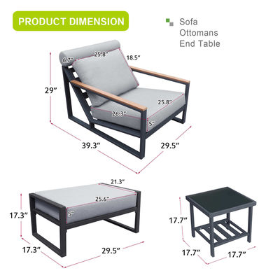 알루미늄 프레임 Patio Reclining 의자 및 야외 레저 시간 휴식을위한 오스만