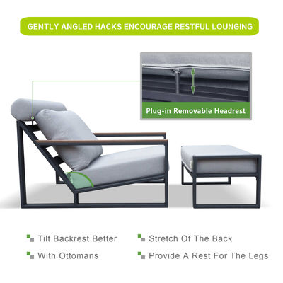 알루미늄 프레임 Patio Reclining 의자 및 야외 레저 시간 휴식을위한 오스만