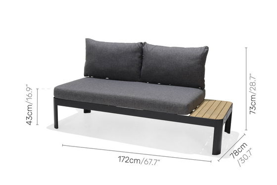 알루미늄 모듈 정원 가구 L172xW72xH43cm AJUNION 야외 의자 섹션 세트