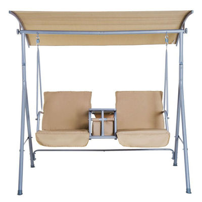 현대적인 야외 스윙 ଚେ어 67.7"D x 44.1"W x 65"H 컵 홀더와 조절 가능한 그림자