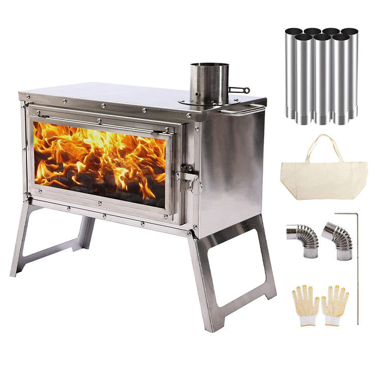 야외 Patio 캠핑 BBQ 파티 휴대용 스테인레스 스틸 목재 연소 캠프 오븐