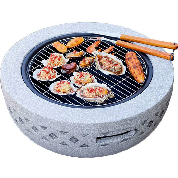3 in 1 둥근 목재 연소 화강 석탄 금속 야외 뒷마당을 위한 BBQ 그릴 테이블