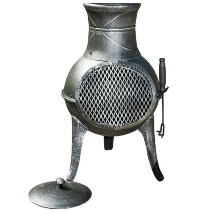 금속 야외 patio 뒷마당 정원 캠핑 중량 강철 목재 연소 석탄 연소 연소 빗 모자를 가진 Chimenea