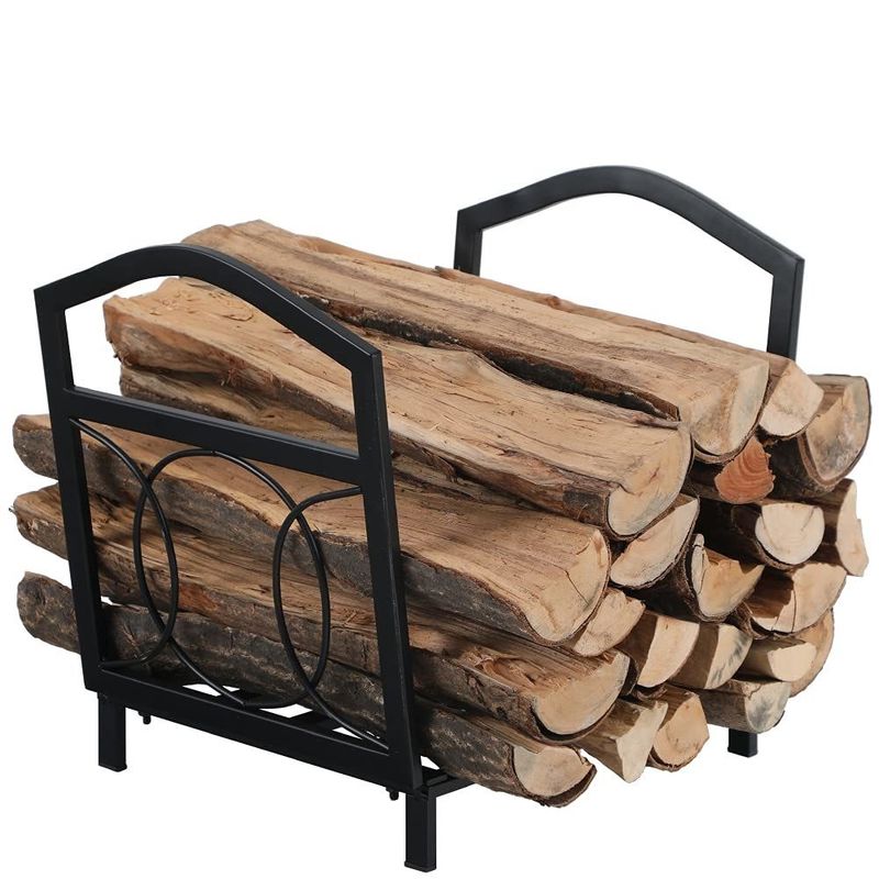 17"L X 13"W X 16"H 작은 화려 나무 로그 홀더 야외 스틸 목재 저장 벽난로